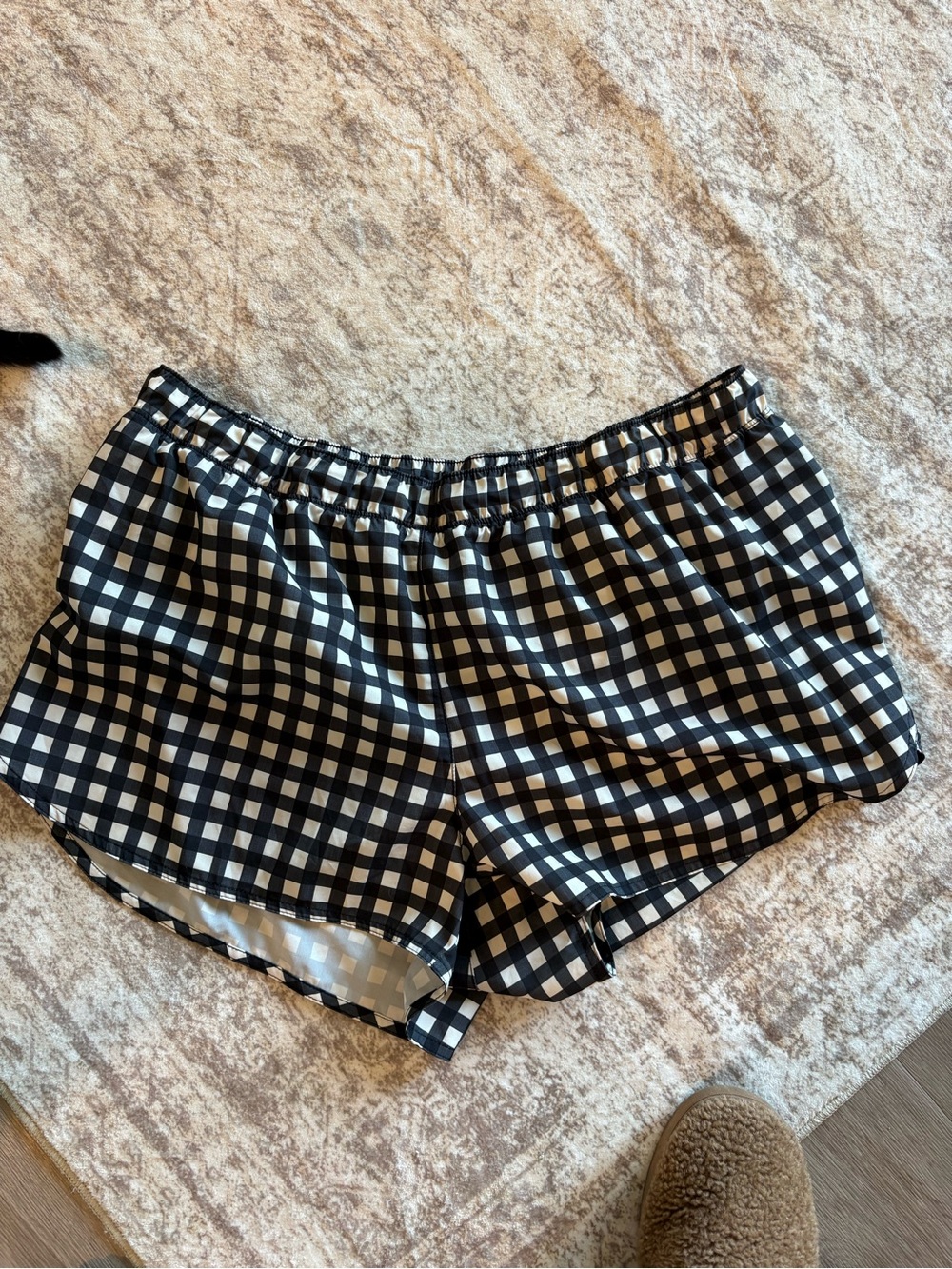 Old Navy Black and White Gingham Athletic Shorts